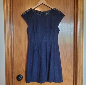 Forever 21 Navy Blue Lace Cap Sleeve Dress